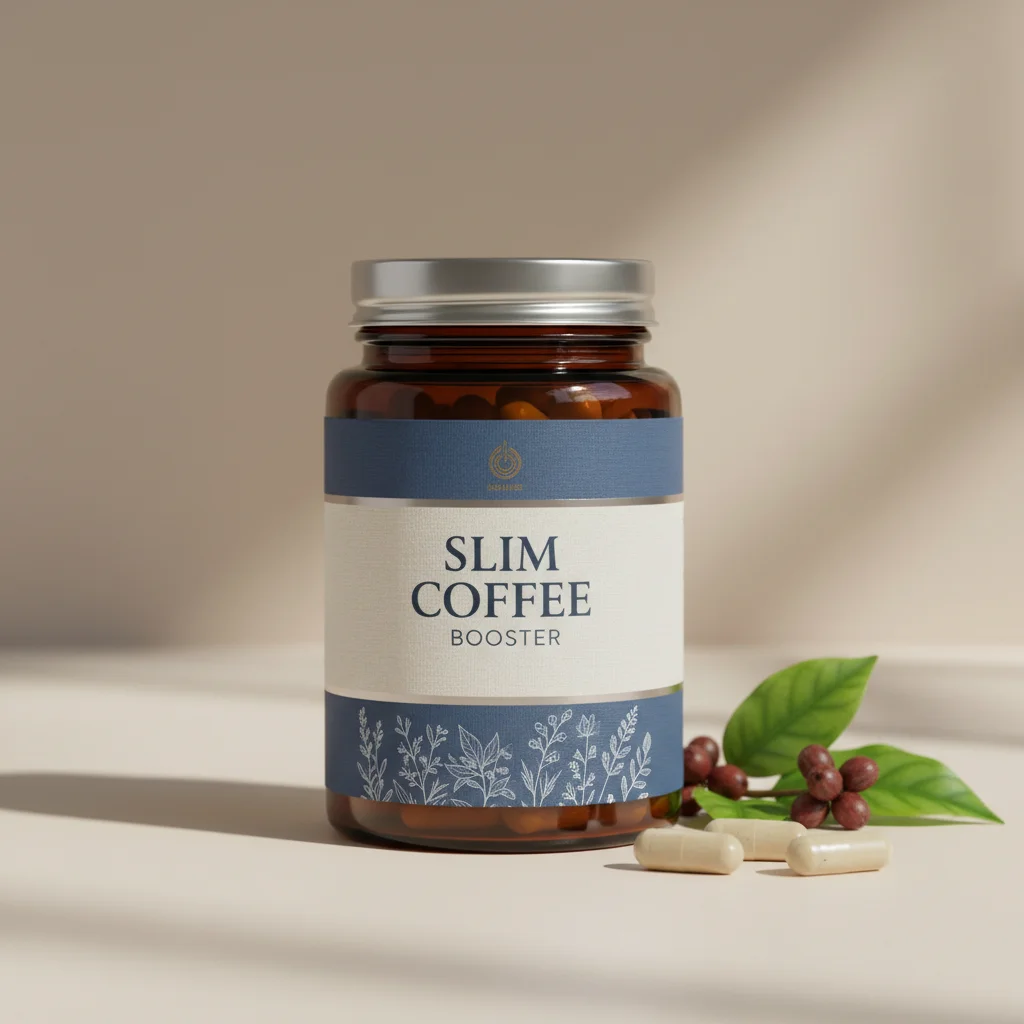 Slim Coffee Booster product box - dark charcoal with purple duotone design